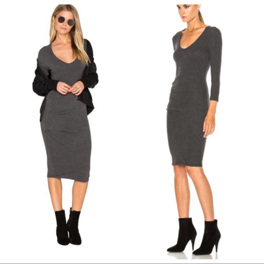 NWT! James Perse Wmu6779 V Neck Skinny Tucked Short Casual Dress.